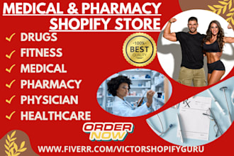 design pharmacy fitness healthcare physician drug shop shopify store website