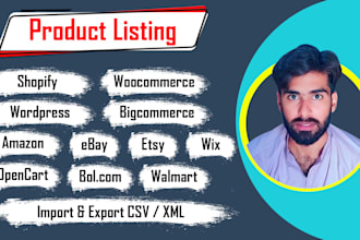 bulk import and export products on shopify, woocommerce, wix, ebay, etsy