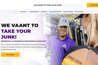 design junk removal website, trash and junk removal website, junk landing page