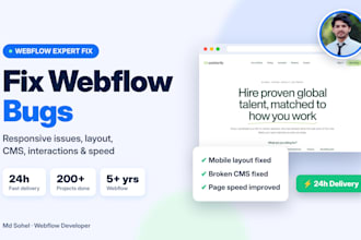 fix webflow website bugs and responsive issues