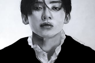 draw portraits in black and white with graphite pencils