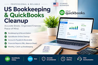 do US bookkeeping, quickbooks cleanup and monthly accounting