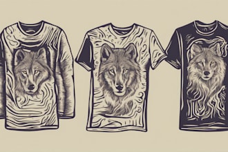 create animal linocut tshirt design for brands