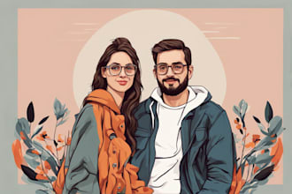 creat couples art vector portrait