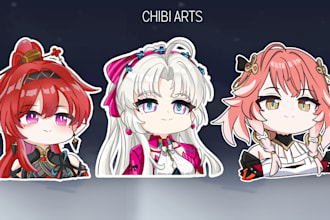 chibi anime art, characters design cute for sticker, your personal profil stream