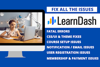 fix learndash setup, theme bugs and fatal issues