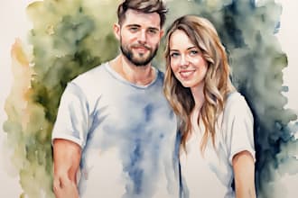 draw a watercolor couple portrait