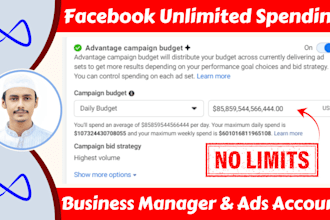 create facebook unlimited spending ads manager and business manager
