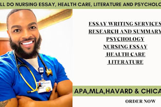 do nursing essay, health care, literature and psychology