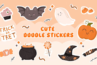 draw custom cute kawaii doodle sticker