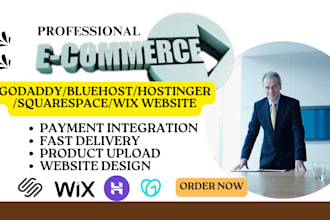webshop webstore ecommerce godaddy bluehost hostinger ionos website wix shopify