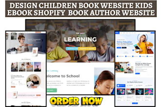 design children book website kids ebook shopify store book course author website