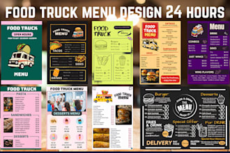 design restaurant menu, digital menu, bar cafe menu and food truck menu