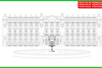 draw line art illustration sketch of your house or building