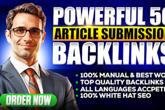 powerful 50 manual top quality article submission backlink