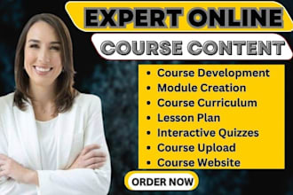 create online course content,  course curriculum lesson plan and worksheets