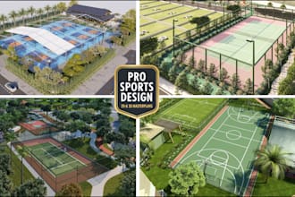 create 3d designs for tennis, pickleball, and multipurpose courts