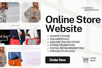 design shopify marketing store, squarespace website, square online store expert