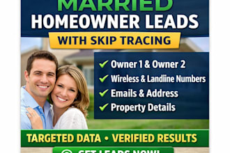 provide married homeowner leads with skip tracing
