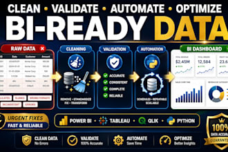 do urgent data cleaning and fix power bi tableau qlik python issues