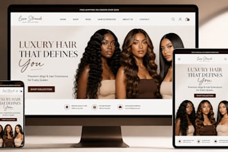 design dynamic wig website weave shopify store hair extension ecommerce store