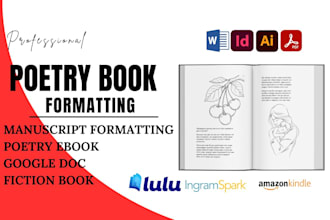 do poetry book formatting, poem book, novel, children fiction ebook, kdp upload