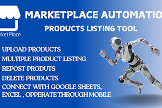 make market place bot, auto uploading products, connect with spreadsheet