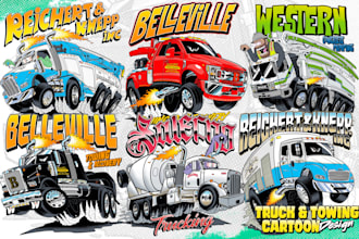 create illustration truck cartoon rat fink style