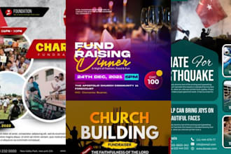 design charity, fundraising, non profit flyer, social media ads for event, party