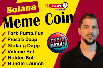 create meme coin tax token trading, volume, bundle launch bot solana blockchain
