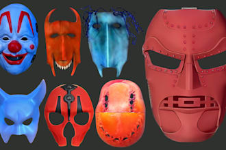 sculpt custom 3d helmet, 3d mask, halloween, 3d cosplay, 3d head for 3d printing