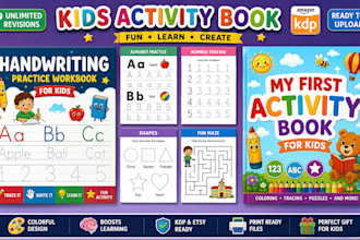 kids coloring book, kids activity book interior and cover design for kdp