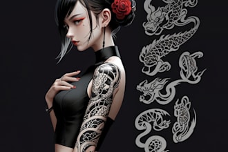 draw a unique and professional japanese tattoo design