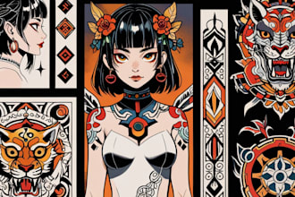 create amazing traditional or old school tattoo style design