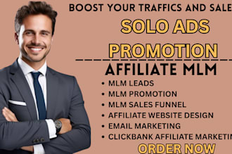 do USA solo ads MLM promotion affiliate link marketing shopify marketing