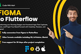 convert figma, adobe xd, sketch designs into flutterflow app