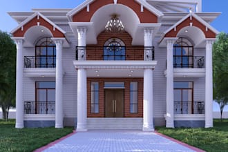 do 3d exterior house modeling and 3d realistic rendering using lumion