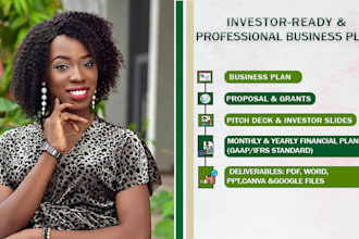develop winning business plans, pitch deck and grants proposals