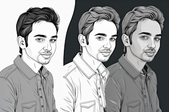 convert photo to line art illustration, line art vector