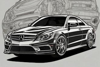 draw your car or vehicle into vector line art