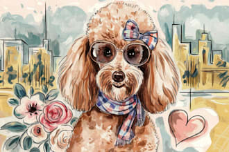 draw an amazing pet portrait watercolor your any pets