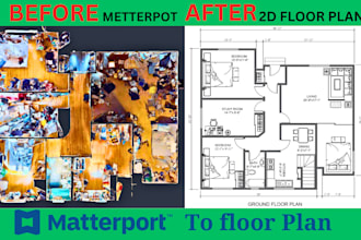 create 2d floor plan from matterport link and virtual tours with fast delivery