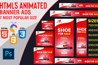 do animated HTML5 banner, web banner, google adwords, display ads