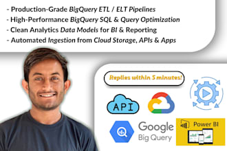 build data pipelines, etl, and API extraction on gcp, bigquery, sql, python