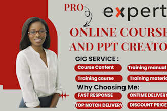 create online course content, curriculum, training manual, lesson plans, ppt