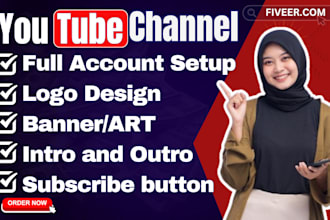 do youtube channel create and setup with logo and banner design