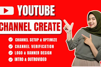 create youtube channel and setup with logo, banner design