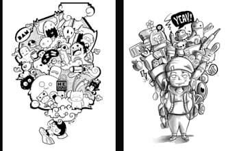 draw doodle art line art doodle  illustration for you