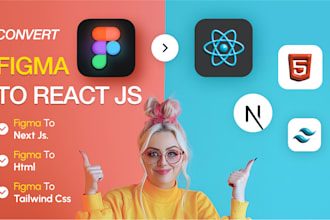 convert figma to react js, figma to next js, typescript, html and tailwind css