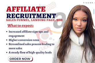 do mlm sales funnel, affiliate recruitment landing page, affiliate leads